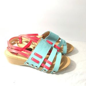 Nanette Lepore Bellini Sandals Pink and Blue